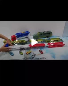 Children love interactive racing game deformation folding track ejection transporter carrying mini alloy car truck toy set boy gift