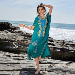 Morocco Embroidered Rayon Kaftan: A Luxe Resortwear Holiday Essential