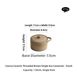 YOGEHOME | Home Use Heat-Reserving Soup Egg Steamer Dessert Bowl Single-Ear Ceramic Ribbed Cooking Pot