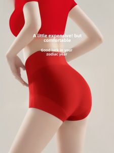 CarbinKoneer High Waist Abdomen Control Underwear Womens Red Triangle Shorts Cotton Simple Style for Wedding And Chinese Zodiac Year