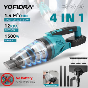 YOFIDRA 1500W 12KPA Electric Vacuum Cleaner 2IN1 Wireless Vacuum Home Car Cleaning Tools with 3pcs Filter For Makita Battery Pin