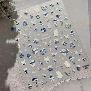 สติกเกอร์ติดเล็บลายคริสต์มาส 1 ชิ้น ลายเกล็ดหิมะสีบรอนซ์ น่ารัก การ์ตูนซานตาคลอสและต้นคริสต์มาส สำหรับตกแต่งเล็บ DIY สำหรับเทศกาลวันหยุด