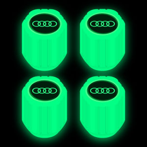 ฝาครอบวาล์วยางเรืองแสงพร้อมโลโก้ใช้ได้ทั่วไป 4ชิ้น อุปกรณ์ตกแต่งรถยนต์สำหรับตกแต่งล้อรถจักรยานยนต์ ฝาครอบวาล์ว สีเขียวเรืองแสง 4 คู่