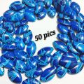 Mote corak pola warna biru 50 pics - bahan gelang - bahan kalung - bahan kerajinan. 