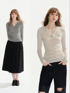 PSO Brand | Lightweight Silk Wool Blend V-Neck Slim Fit Tunic