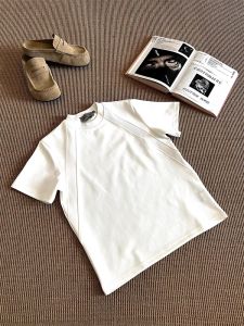 Space Cotton Short Sleeve T-Shirt Mens Summer Lightweight Design Sense Patchwork Boxy Fit Shoulder Teenage Casual Breathable