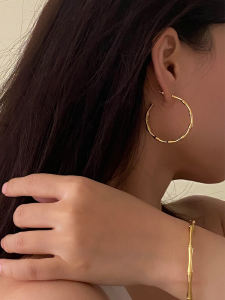 Elegant Bamboo Node Hoops Womens Fashion Jewelry Vintage Personality Circle Design Versatile Alloy Ear Cuffs Green with Envy