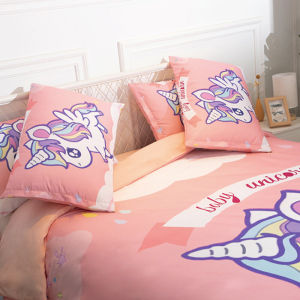 Pure Cotton Cartoon Unicorn Bedding Set for Girls 4-Piece Comforter Cover Sheet And Pillowcase Duvet Cover Bedding Set