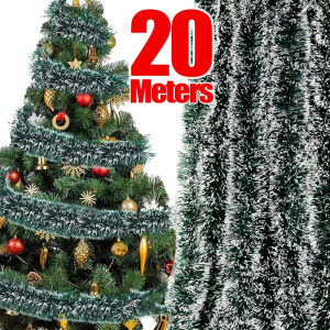 Dizoey 2-20m Christmas Tinsel Ribbons Green Cane Ribbon Garland Xmas Tree Hanging Pendent Ribbons Wreath Ornaments Xmas Party Home Decoration