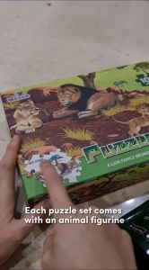 Wenno 4pcs Animals with 108pcs Jigsaw Puzzle Playset Learning Educational Toys for kids Mainan Budak Perempuan Early Childhood Learning Toys Wild Ocean Forest Animals Mainan Budak Perempuan Haiwan Mainan Kanak Kanak
