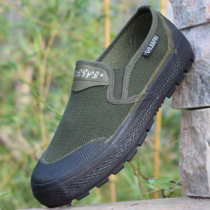 Giày Bảo Hộ Lao Động Chống Trượt Giày Đi Bộ Thường Ngày Dây Đeo Cổ Cao Đế Cao Su Nhẹ Giày Bốt Quân Đội Màu Xanh Lá Cây