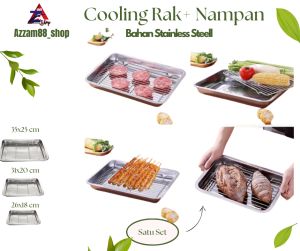 Cooling Rak Dan Wadah Peniris Minyak Makanan Bahan Stainless / Rak Pendingin Kue