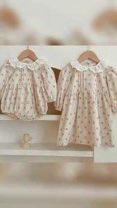 2026 New Spring Baby Girl Party European American Style Dress Long Sleeved Cotton Flower Dress 2-6Yrs Print Kids Princess Dress