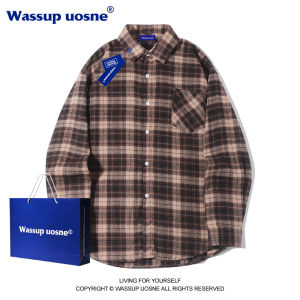Wassup Retro Plaid Shirt Men and Women Couple 2023 Autumn New Design Sense Niche Style Shirt Coat Fashion