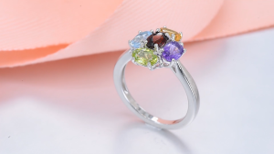 Lohaspie Jewelry Real 2.2 Carat Ring Silver 925 Original Sale Natural Amethyst Topaz Citrine Ring Multicolor Gemstone Garnet Ring For Women Jewelry Gift