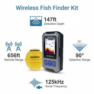 Portable Wireless Fish Finder Color LCD Sonar Sensor 200m Range 45m Depth Rechargeable for Kayak Ice Boat Fishing