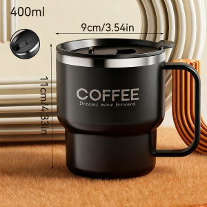 WORTHBUY | WORTHBUY 304 Stainless Steel Double Wall Insulated Coffee Cup With Handle Portable Students Leak-proof Water Cup Milk Coffee Mug