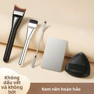Bộ Cọ Nền Đầu Phẳng Một Đầu - Dùng Được Cho Cả Phấn Phủ Và Trang Điểm Dạng Lỏng Cán Sợi Len Đầu Nhựa