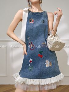 PlumJan | Đầm Bò Xanh Thêu