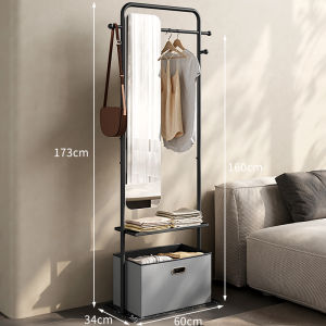 Designer Model Clothes Hanger Integrated Mirror Clothes Rack Floor Bedroom and Household Modern Clothes Storage Coat Rack with Mirror