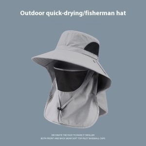 STAR FRUIT หมวกตกปลาแห้งเร็วสำหรับกลางแจ้งพร้อมหน้ากากป้องกันที่ถอดออกได้