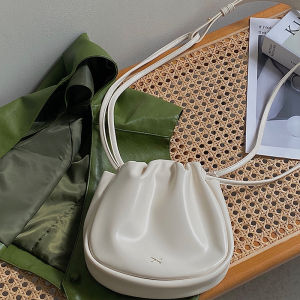 Young Womens Crossbody Bag Simple Design Student Fashion PU Leather Magnetic Buckle Closure Bucket Shape Casual Single Shoulder Bag