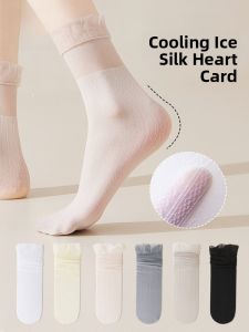 Miiow | Cat Lady Crystal Lace Trim Mid-Calf Socks Womens Summer Thin Spring Autumn Popular Style Matching With Small Leather Shoes