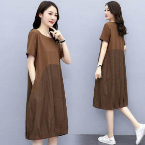 Mùa Hè Năm 2022 Thoải Mái Nữ Rộng Rãi Cỡ Lớn Cotton Vải Bông Vải Lanh Đầm Khối Màu Thon Gọn Hiệu Ứng Chân Váy Midi Dành Cho Phụ Nữ Cỡ Lớn