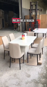 [FREE INSTALLATION] I HOME 1+6 Rectangle Marble Dining Table PL PRS M1441 / Dining Table / Meja Makan Panjang 6 Kerusi