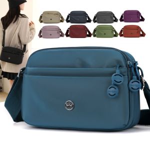 กระเป๋าสะพายข้างผ้าอ็อกซ์ฟอร์ดแบบสะพายไหล่ข้างเดียวสำหรับผู้หญิง กระเป๋าใส่ของแบบมีซิปหลายช่อง กระเป๋าสะพายข้างแบบลำลองสำหรับเดินทาง