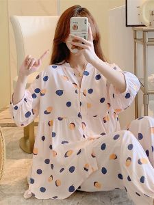 Cotton Pajamas Suit Three-Quarter Sleeve Pant