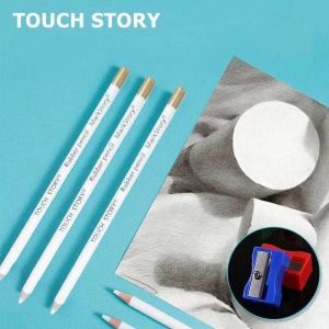 3pcs White Charcoal Pencil for Sketch Professional Highlight Art Eraser Pen for Students Artists Drawing Stationery Tools