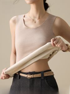 MiiOW | Womens Woolen Fleece Lined Thickened Warm Vest Underwear Sweet Style Base Layer Seamless Innerwear For Autumn Winter