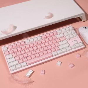 【Keycap Only】Crystal jelly keycaps 104 Keys OEM Profile ABS Double Shot Minimalist pink white keycaps For Cherry MX Switch DIY Customized mechanical keyboard Wooting HI75 VGN98 F99 GMK67 RK