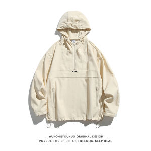 Áo Khoác Có Mũ Trùm Đầu Phong Cách Vintage Retro Cổ Lông 1/2 Zip