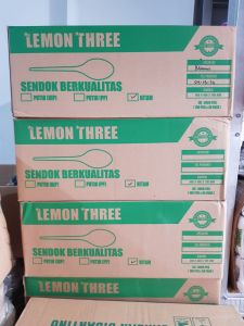 30pack x 100pcs Sendok / Garpu Plastik Hitam Lemon Three Isi 3000Pcs