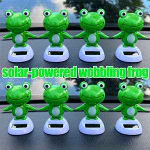Solar Powered Shaking Head Frog Car Ornament Cartoon Dancing Frog Doll Car Dashboard Decoration Auto Interior Accessories
