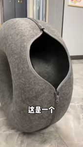 Pet Cat Tunnel Round Felt Nest Donut Shape Cat House Felt Nest Removable Bed Interactive