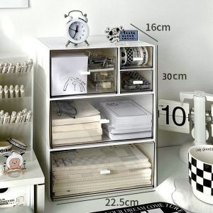 Hộp Đựng Đồ Để Bàn Acrylic Loại Ngăn Kéo Xuyên Thấu Hộp Đựng Mỹ Phẩm Trang Điểm Chống Bụi Dành Cho Sinh Viên Ký Túc Xá Đơn Giản Hình Chữ Nhật