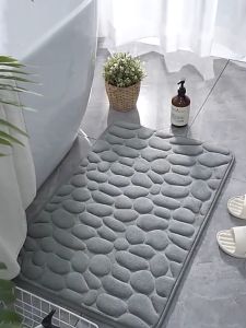Cobblestone Embossed Bathroom Mat anti slip quick dry  rags super absorbent waterproof rubber  highquality  anti-bacterial mildewset kitchen toilet shower mat  resistant eco-friendly extra long supplies massage decoration soft matting rubber cushion