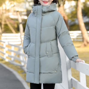 Fashionable Winter Jacket Womens Mid-aged Fluffy Cotton Padded Coat Warm Stylish Outerwear for Elderly Ladies