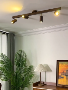 RHPOA walnut wooden LED Track Light  E27 Tri-color easy to install