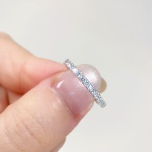 LAZO DIAMOND Half Eternity Pavé Diamond Ring in 9k White Gold (D15)