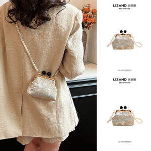 กระเป๋าผ้าไหมทรงพวงกุญแจแบบสะพายข้างสไตล์จีนใหม่สำหรับผู้หญิง กระเป๋าใส่โทรศัพท์มือถือขนาดเล็ก กระเป๋าคาดเอวแบบสวมไหล่ กระเป๋าแฟชั่นฤดูใบไม้ร่วง/ฤดูหนาว