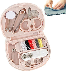 Portable Handheld Sewing Kit Mini Travel Sewing Machine with Threads Needles Scissors for Emergency Clothing Repairs DIY