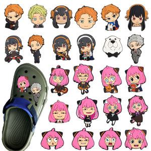 Hot Toys | New 24pcs Cartoon Anime Spy Family Series PVC Shoe Accessories DIY Hole Wristbands Slipper Detachable Fashion Decoration Gifts