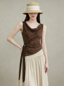 GULILI | Vacation Style High-end Heavy Embroidery Asymmetrical Waist Tie Suit