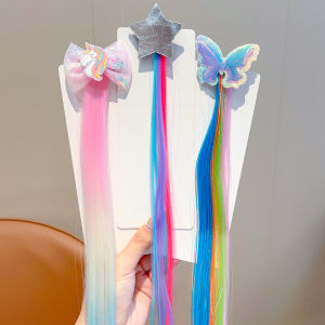 ENEN | Girls Kids Rainbow Clip-on Hair Clips with Braids Cartoon Style Damage-free Party Costume Accessories