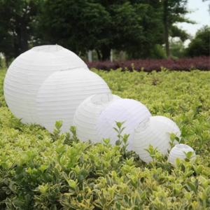 1Pcs 10-40CM White Round Chinese Paper Lantern DIY Wedding Birthday Party Valentines Day Decoration Paper Ball Lampshade