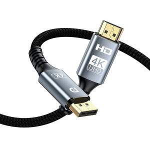 Display Port to HDMI Compatible Cable 4K 30Hz DisplayPort to HD Adapter Display Port Video Audio for PC HDTV Projector Laptop